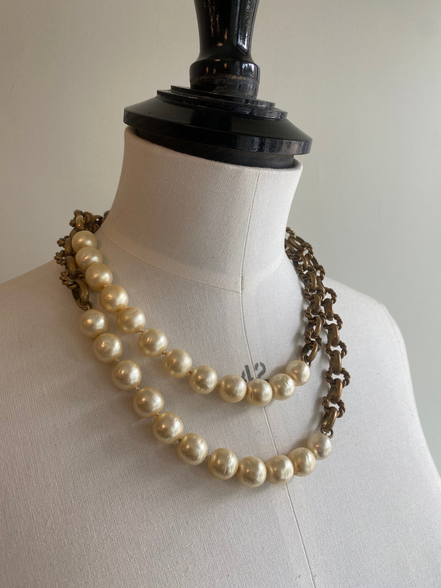 Vintage Twisted Chain & Pearl Sautoir