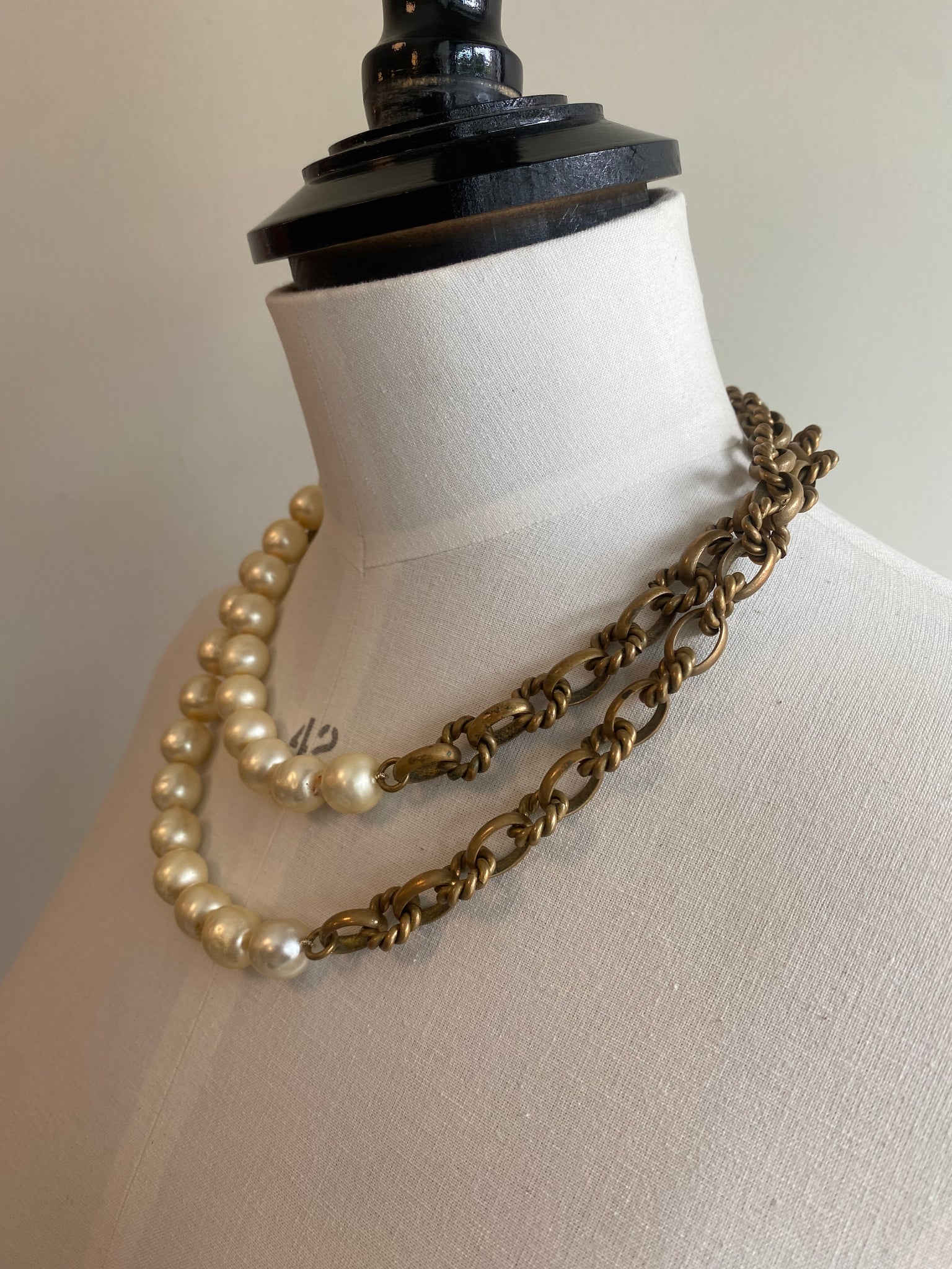 Vintage Twisted Chain & Pearl Sautoir