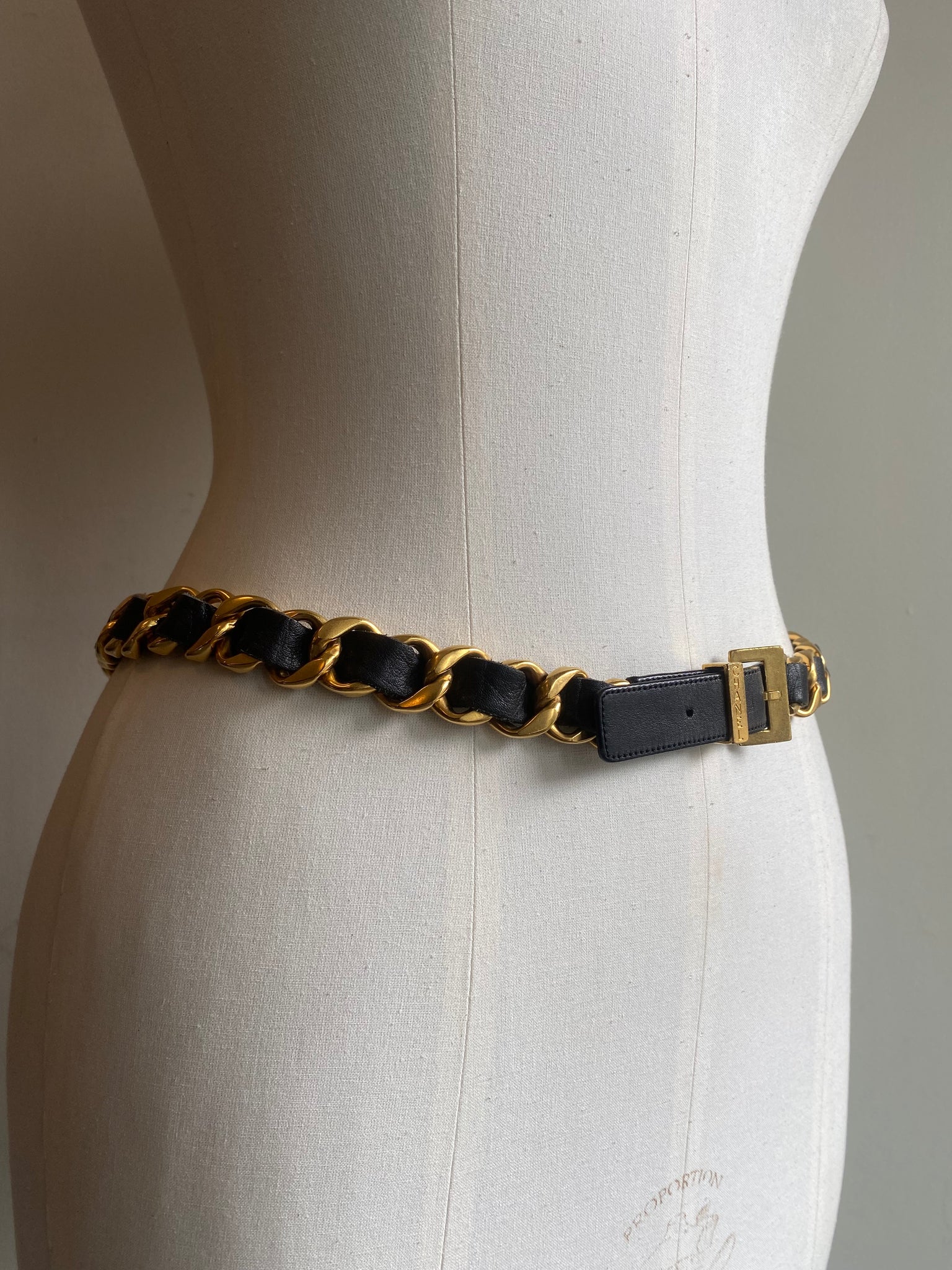 Leather & Chain Buckle Belt