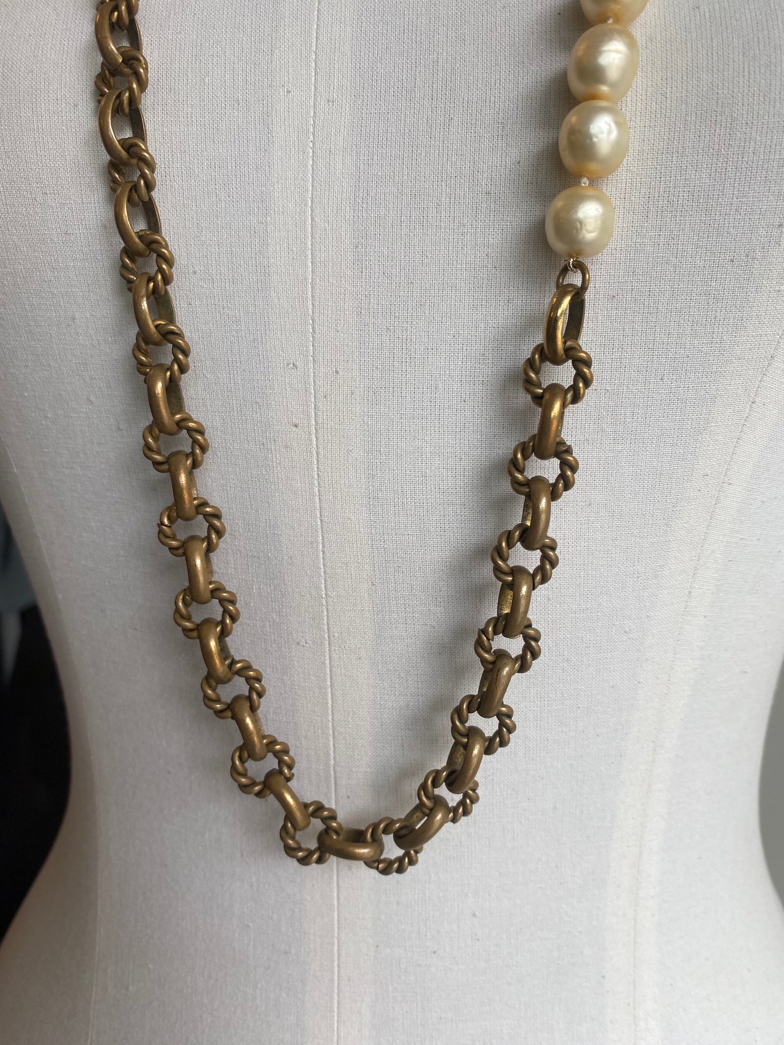 Vintage Twisted Chain & Pearl Sautoir