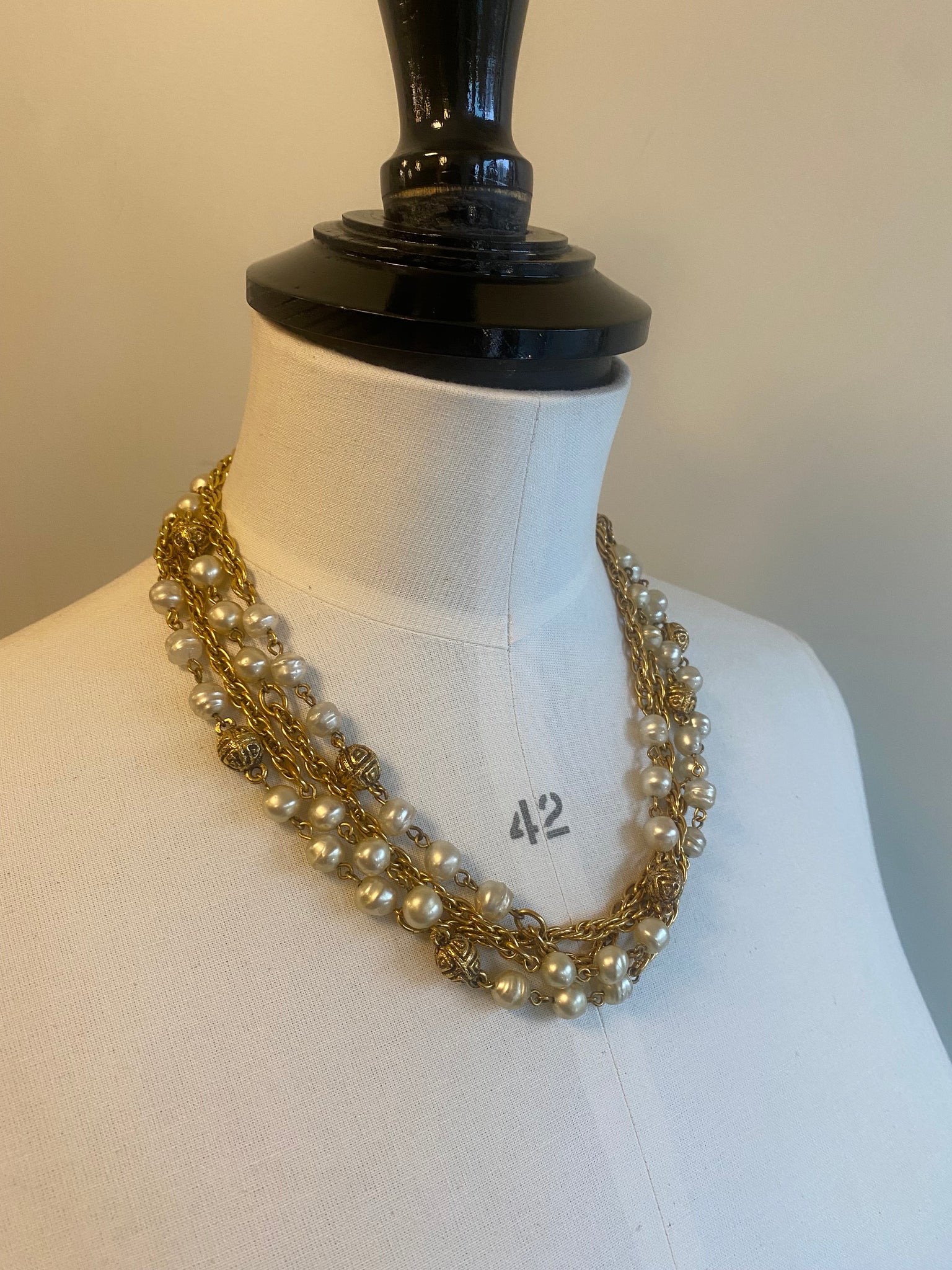 Vintage Chain and Pearl Necklace