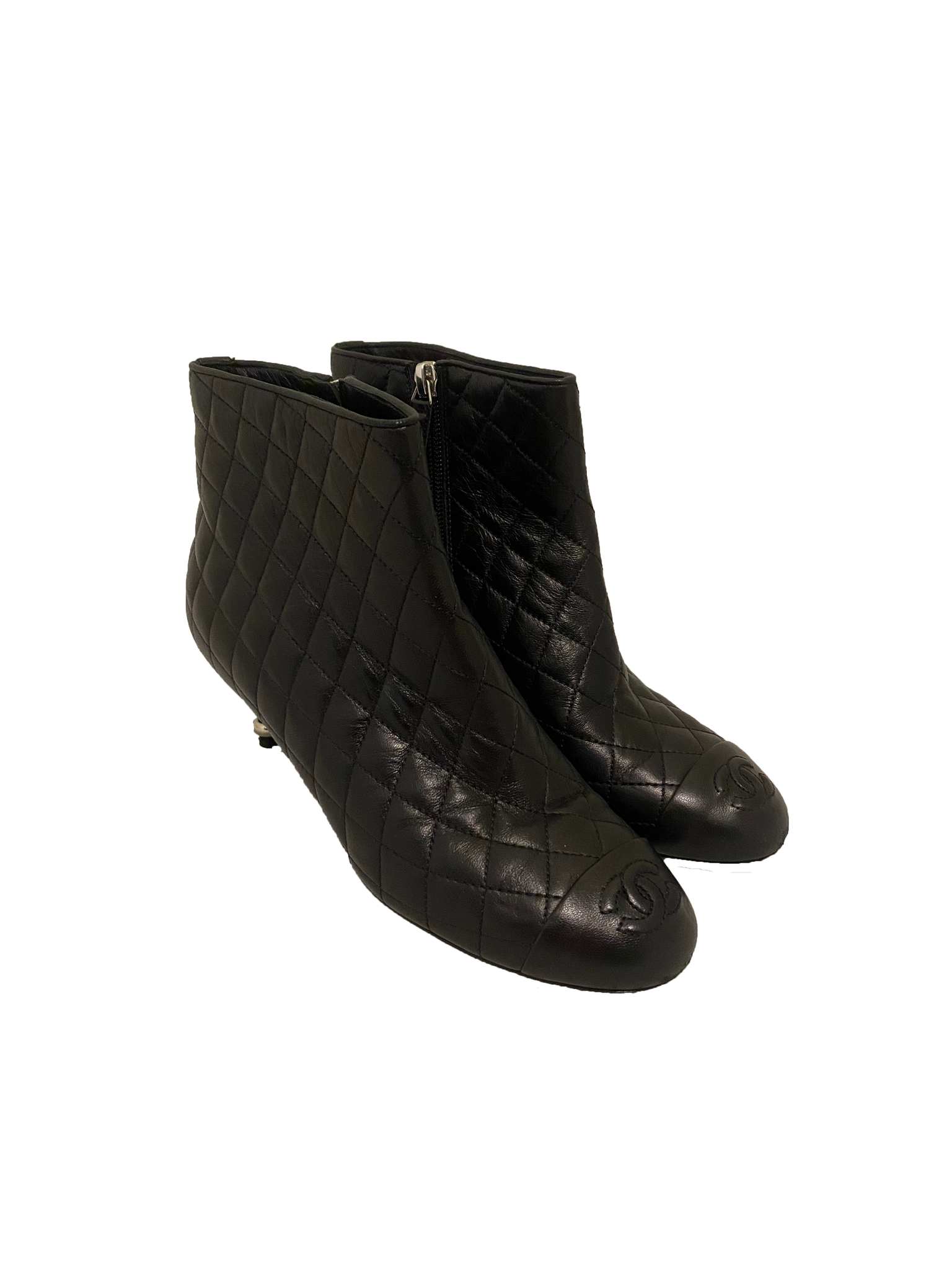 Matelasse Leather Ankle Boots