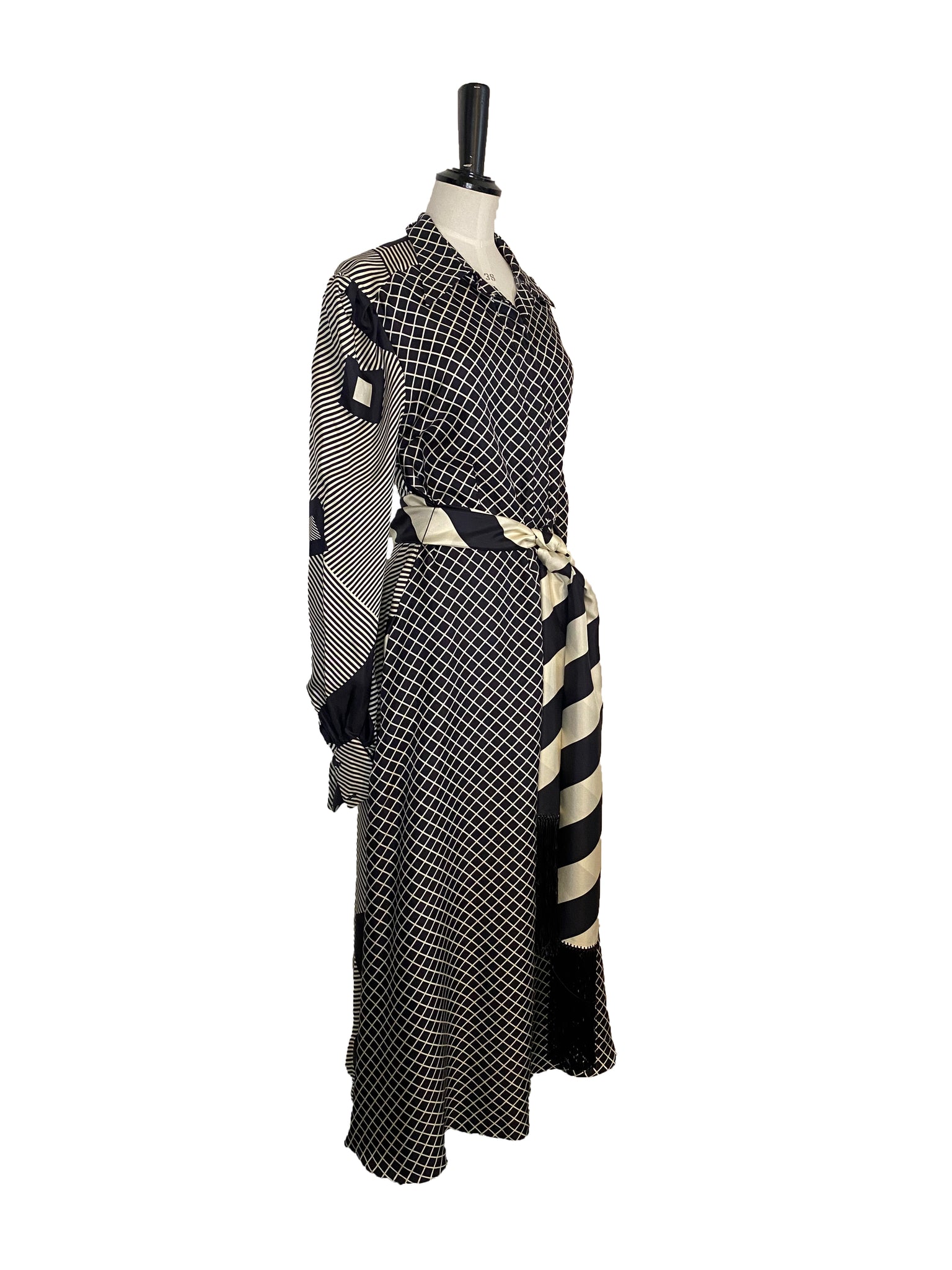 Geometric Patterned Silk Dress